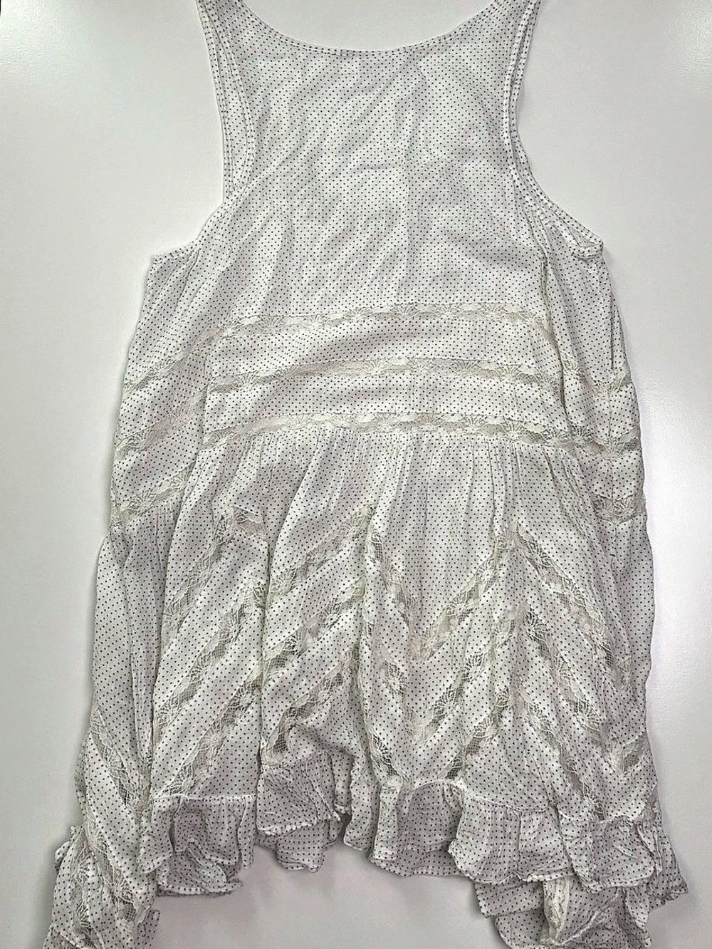 Intimately Free People Voile & Lace Trapeze Slip Dress White Polka Dot XS